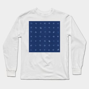 Shibori white dots over blue indigo background Long Sleeve T-Shirt